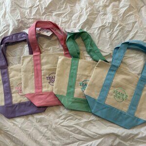 Trader Joe's Pastel Mini Canvas Tote Bag 2025, Limited Edition, Set of 4